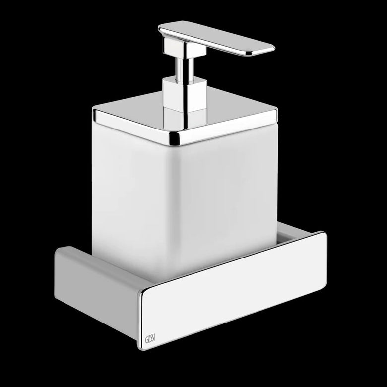 Dispenser porta sapone a Parete Cromo bianco Ispa Gessi Cromobianco, dettaglio ravvicinato del materiale e dell'aggancio