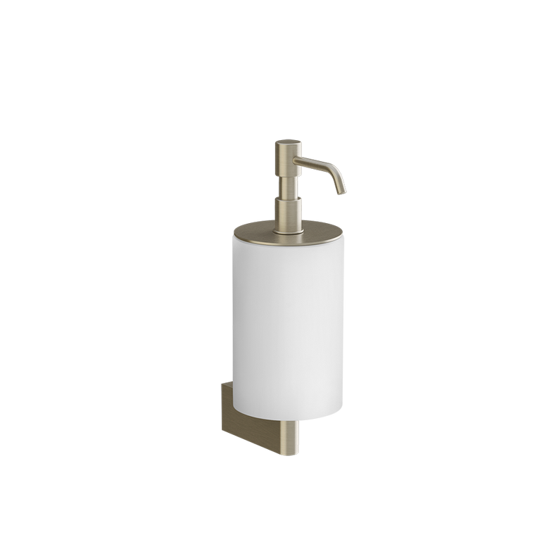 Dispenser porta sapone liquido a muro bianco brass brushed 00 Bianco montato a parete, vista del design e della finitura