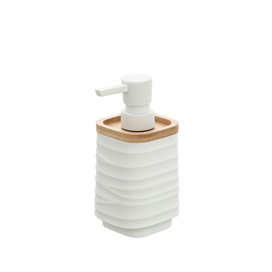 Dispenser sapone in plastica ABS e bamboo bianco Alabama