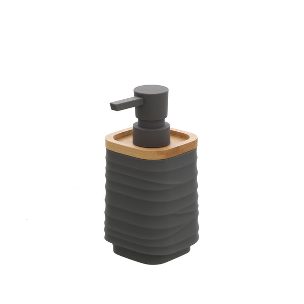 Dispenser sapone in plastica ABS e bamboo grigio Alabama