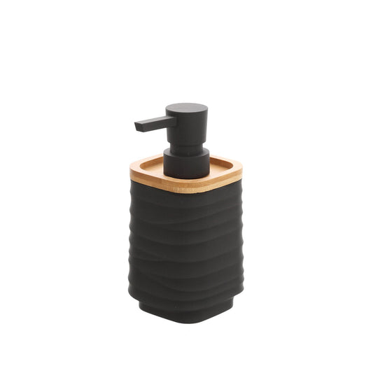 Dispenser sapone in plastica ABS e bamboo nero Alabama