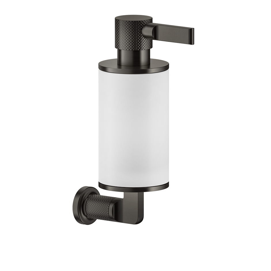 Dispenser sapone liquido a muro bianco matt black xl inciso montato a parete, vista del design e della finitura