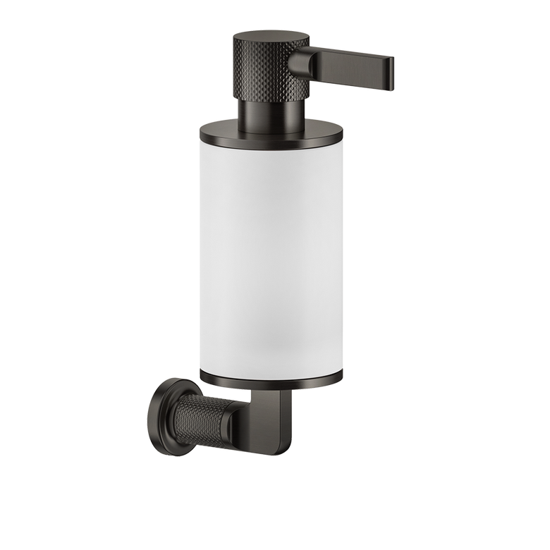 Dispenser sapone liquido a muro bianco matt black xl inciso montato a parete, vista del design e della finitura