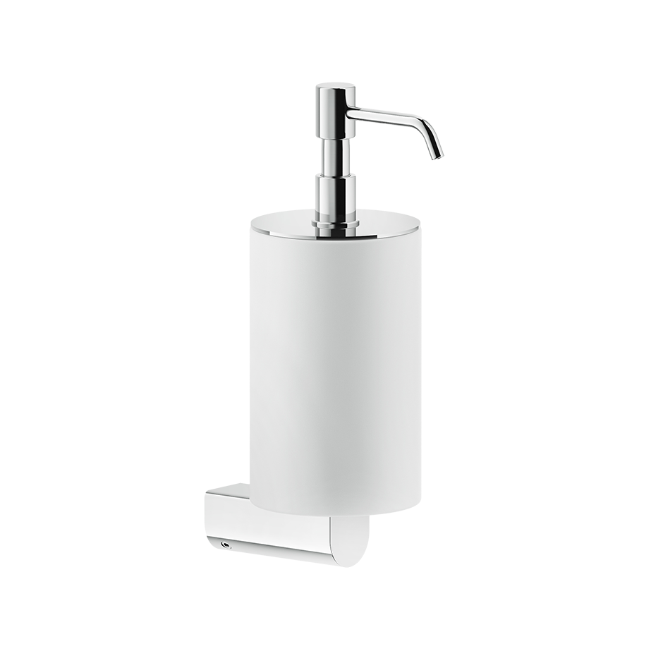 Dispenser sapone liquido a Parete Bianco cromo Rilievo Gessi montato a parete, vista del design e della finitura