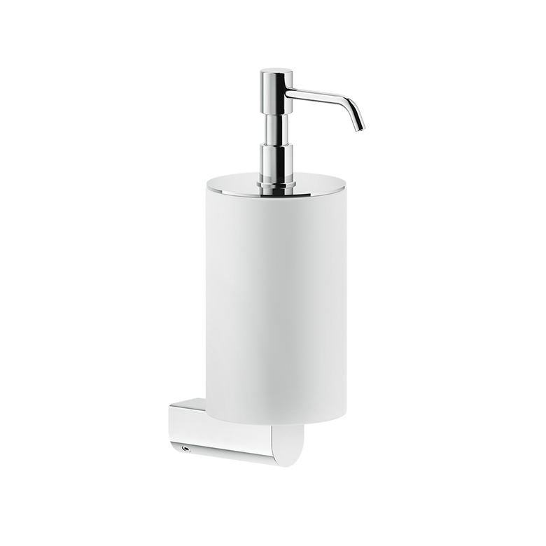Dispenser sapone liquido a Parete Bianco cromo Rilievo Gessi montato a parete, vista del design e della finitura