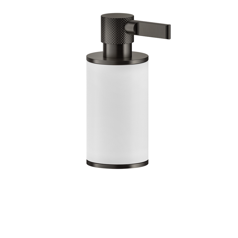 Dispenser sapone liquido da appoggio bianco matt black xl montato a parete, vista del design e della finitura
