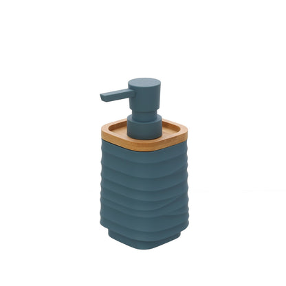 Dispenser sapone liquido in plastica ABS e bamboo blu pastello Alabama