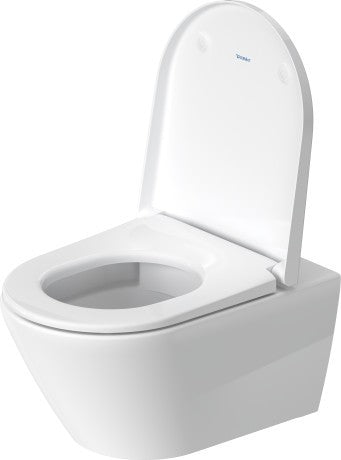 Duravit D-neo coppia Vaso Rimless e Bidet Sospeso Con ambientato su piano bagno con accessori