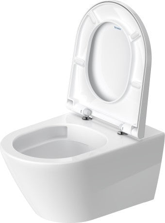 Duravit D-neo coppia Vaso Rimless e Bidet Sospeso Con ambientato su piano bagno con accessori