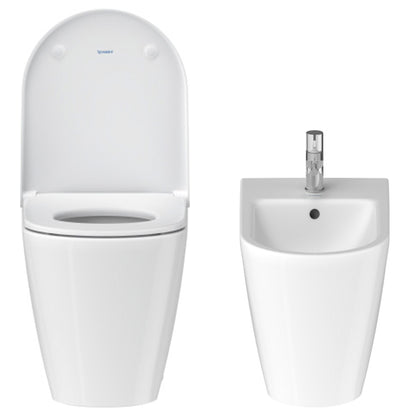 Duravit d-neo coppia sanitari vaso rimless e bidet a pavimento con sedile a chiusura rallentata bianco