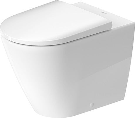 Duravit d-neo coppia sanitari vaso rimless e bidet a ambientato su piano bagno con accessori
