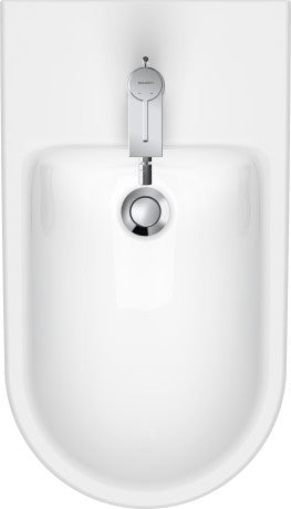 Duravit d-neo coppia sanitari vaso rimless e bidet a ambientato su piano bagno con accessori