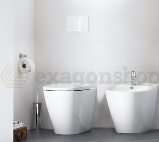 Duravit d-neo coppia sanitari vaso rimless e bidet a, vista laterale del profilo e della forma