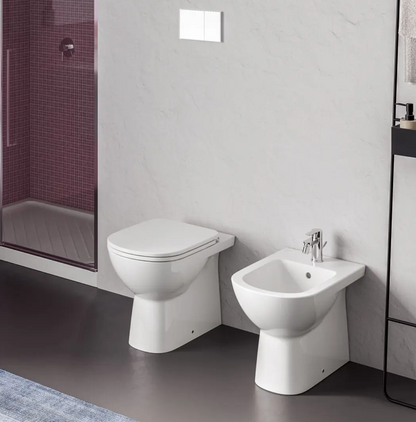 Coppia sanitari filo muro wc a cacciata con brida e bidet bianco Dolomite Gemma 2