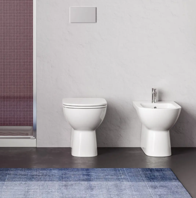 Ceramica Dolomite Gemma 2 Coppia Sanitari Filo Muro Wc, vista frontale su sfondo bianco