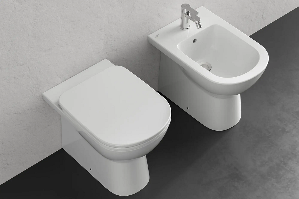 Ceramica Dolomite Gemma 2 Coppia Sanitari Filo Muro Wc, vista laterale del profilo e della forma