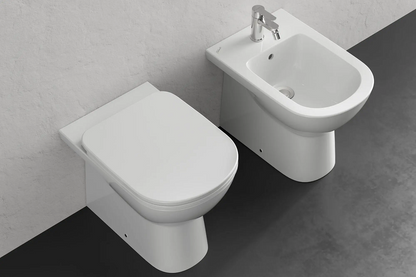 Coppia sanitari filo muro wc a cacciata con brida e bidet bianco Dolomite Gemma 2