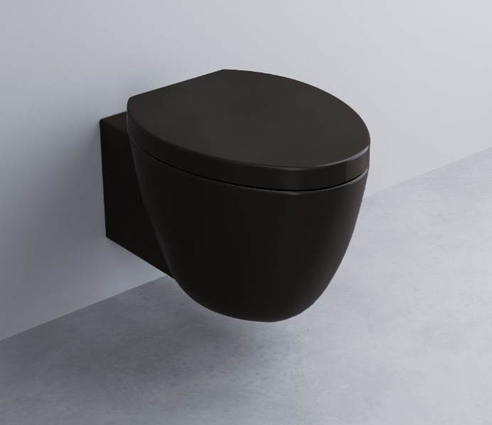 Cielo Le Giare Wc sospeso completo di fissaggio senza in ceramica ambientato su piano bagno con accessori