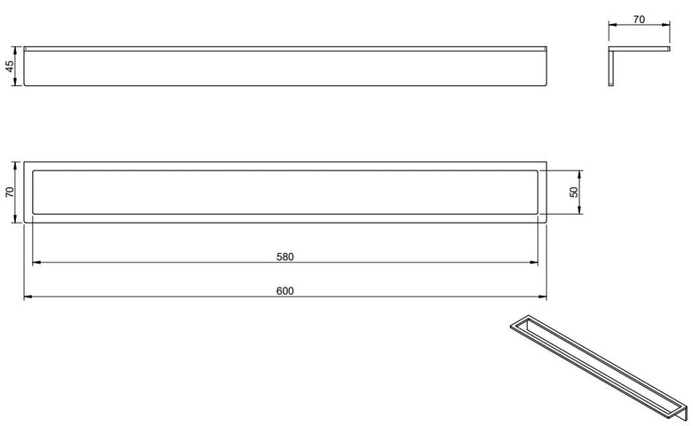 Treemme 5mm portasciugmani 60 cm a muro satinato Acciaio, dettaglio ravvicinato del materiale e dell'aggancio...