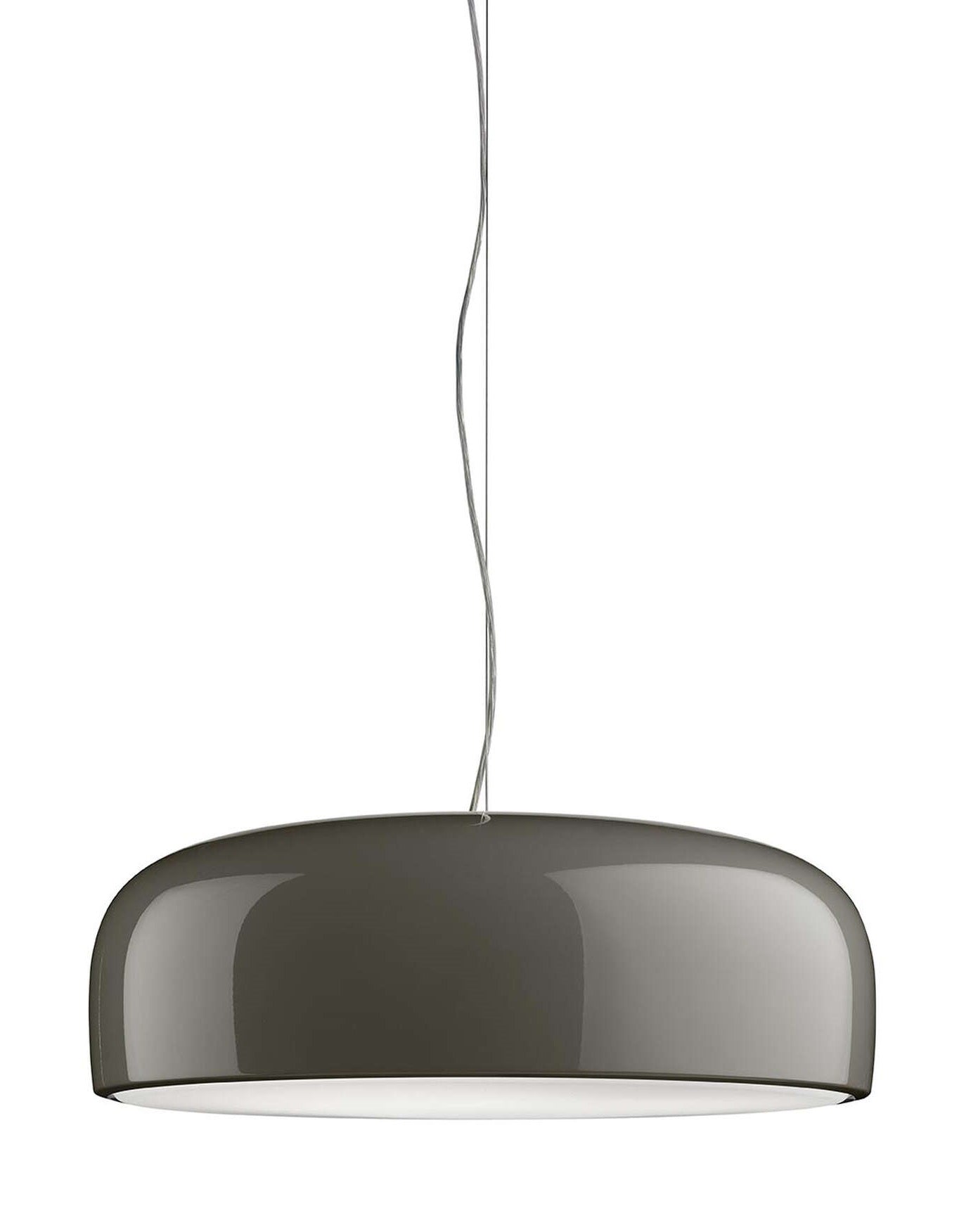 Flos Smithfield Suspension Pro Lampada led a sospensione Mud in alluminio accesa in ambiente, design e diffusione della luce