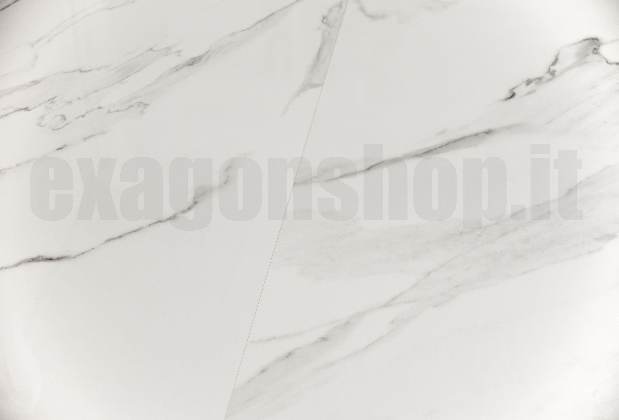Pavimento rivestimento 60x120 rettificato effetto Marmo Bianco Lucido, superficie e texture ravvicinata del gres - La...