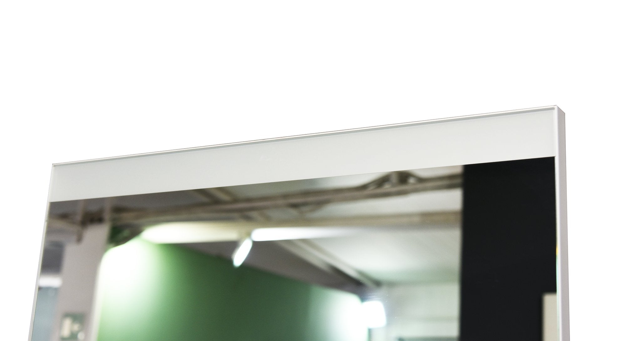 Duravit specchio 70x80 led con interruttore a sensore spenta, dettaglio del corpo lampada e dei materiali