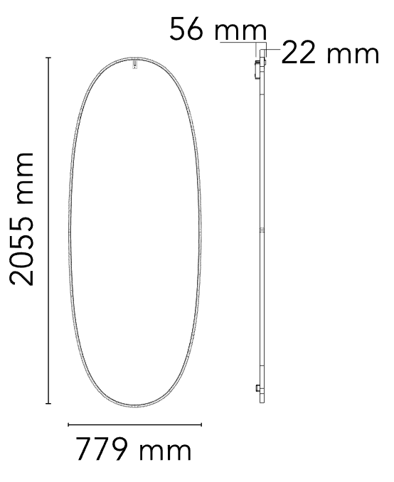 Flos La Plus Belle Specchio 78x205 cornice luminosa bronzo, particolare del diffusore luminoso