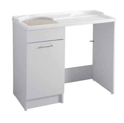 Colavene Duo mobile lavatoio 106x60 coprilavatrice con vasca sinistra e cesto portabiancheria bianco lucido