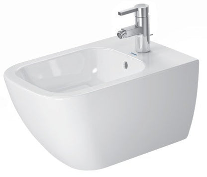 Duravit Happy D2 coppia sanitari sospesi wc senza brida con sedile rallentato e bidet in ceramica bianco