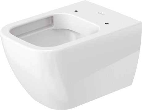 Duravit Happy D2 coppia sanitari sospesi wc senza brida con 00 Bianco ambientato su piano bagno con accessori