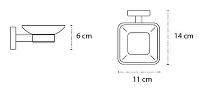 New Line M3 portasapone a muro In vetro acidato e Acciaio Inox Nero Opaco