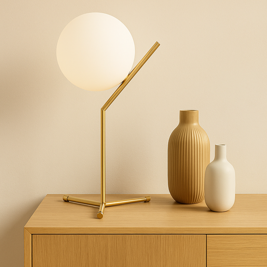 Flos IC Lights Table 1 High Lampada da tavolo luce diffusa in Ottone spazzolato