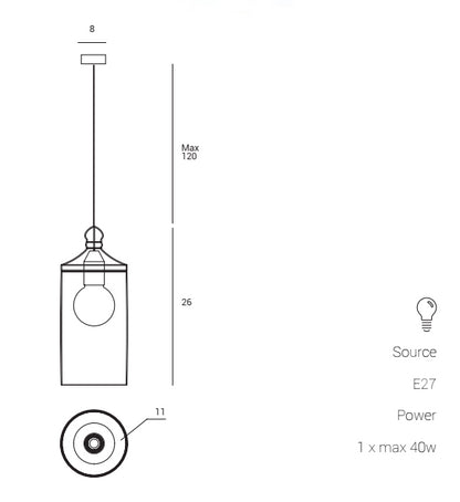 Miloox Ebe Lampada A Sospensione con diffusore in vetro trasparente