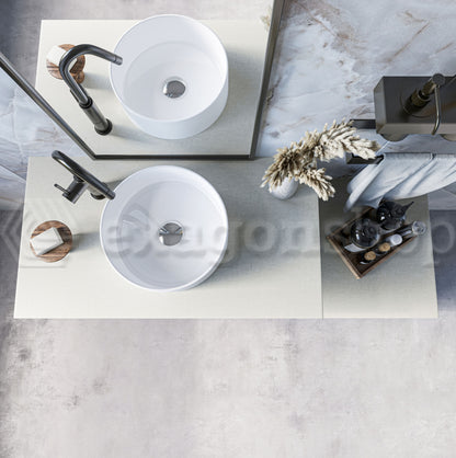 Mobile bagno grigio chiaro 90x50 Elsa con top effetto cemento e lavabo tondo da appoggio