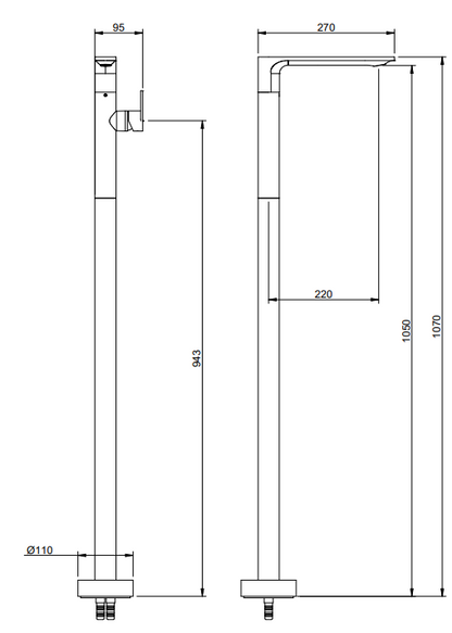 Treemme Ran miscelatore lavabo a pavimento senza parte incasso cromo RWIT2214CC01