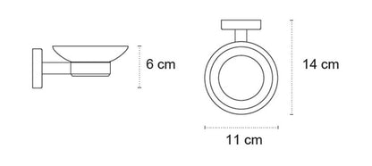 New Line M3 portasapone tondo a muro In vetro acidato e Acciaio Inox cromo