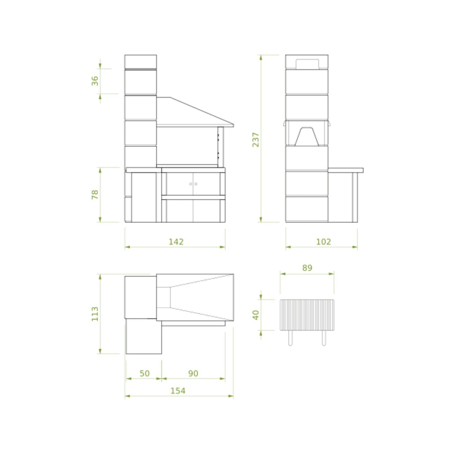 Palazzetti Faro New barbecue con braciere laterale e cappa Grigio accesa in soggiorno, fiamma visibile attraverso il vetro