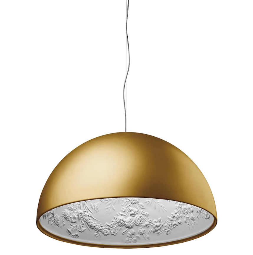 Flos Skygarden 2 Lampada 90 cm sospesa Oro accesa in ambiente, design e diffusione della luce