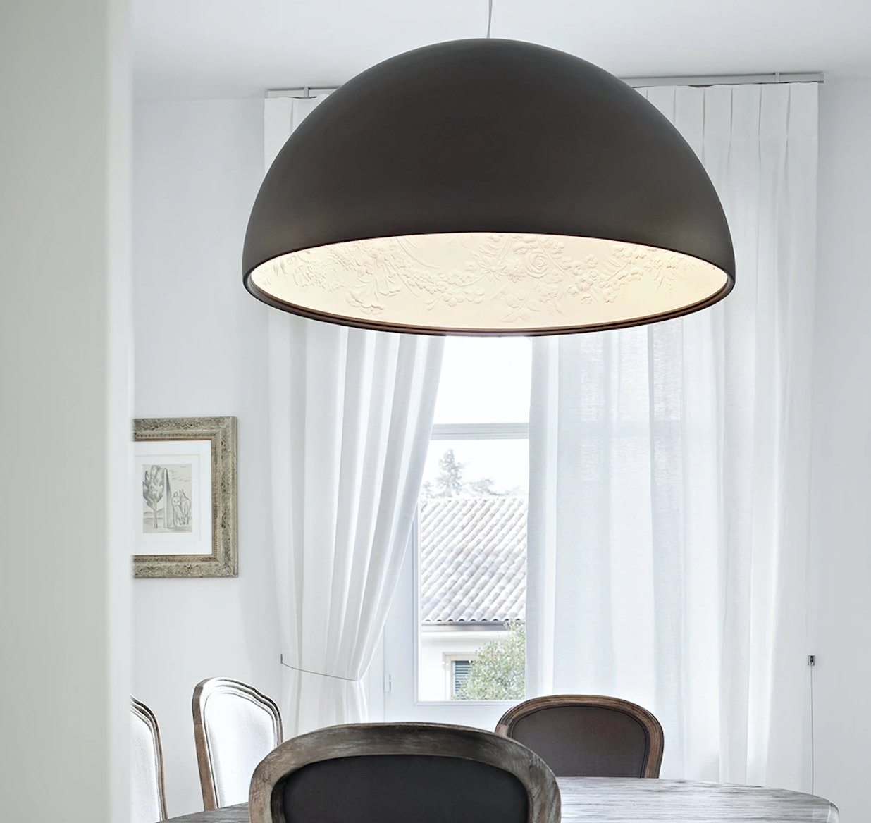 Flos Skygarden 1 Lampada 60 cm sospesa ruggine spenta, dettaglio del corpo lampada e dei materiali