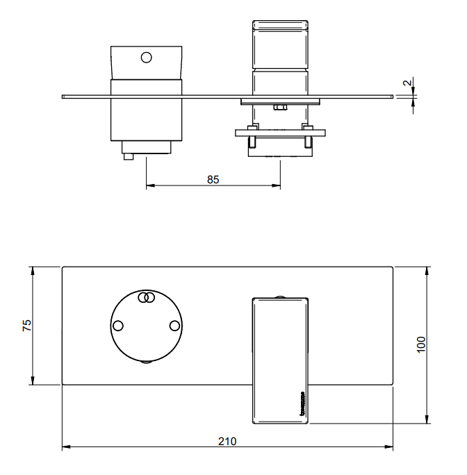 Treemme Q30 RWIT4BE2CC01 miscelatore monocomando con Cromo Lucido, componenti inclusi smontati: corpo incasso, placca e...