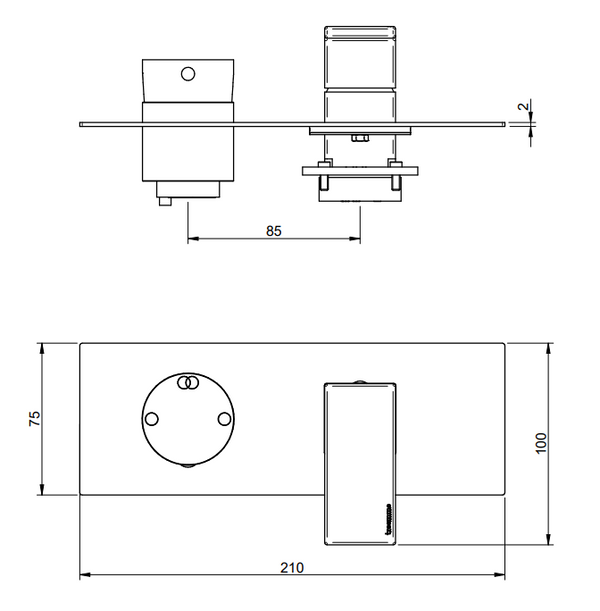 Treemme Q30 RWIT4BE2CC01 miscelatore monocomando con deviatore 2 uscite senza parte incasso cromo