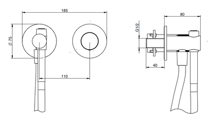 Treemme T30 idroscopino WC e miscelatore senza parte incasso cromo RWIT5BD4CC10