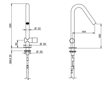 Treemme 22mm IT1111IS2HZZ miscelatore lavabo monocomando 160 inox satinato
