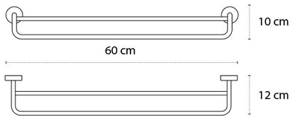 New Line N5 Portasciugamani 60 cm tondo doppio In Acciaio Inox Cromato