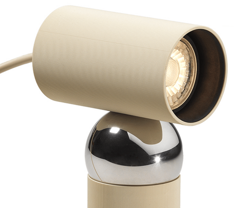 Flos Bilboquet linen lampada da tavolo direzionabile a bulbo Beige, particolare del diffusore luminoso