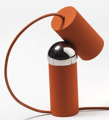 Flos Bilboquet tomato lampada da tavolo direzionabile a Rosso, vista posteriore con attacco elettrico