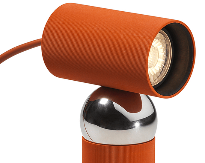 Flos Bilboquet tomato lampada da tavolo direzionabile a Rosso, particolare del diffusore luminoso