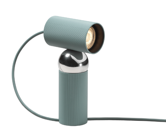 Flos Bilboquet lampada da tavolo direzionabile sage Verde spenta, dettaglio del corpo lampada e dei materiali