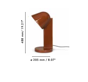 Flos ceramique down lampada da tavolo in ceramica rosso, vista del design e della finitura