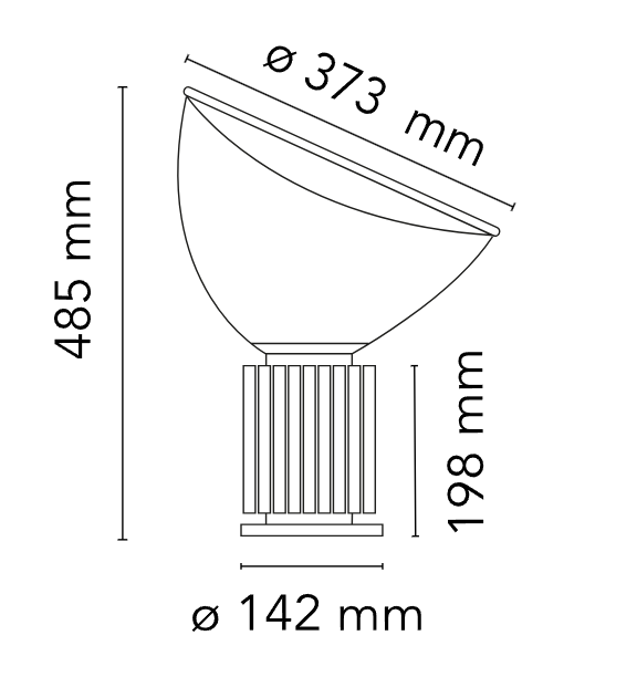 Flos TACCIA small lampada da tavolo luce indiretta riflessa accesa in ambiente, design e diffusione della luce